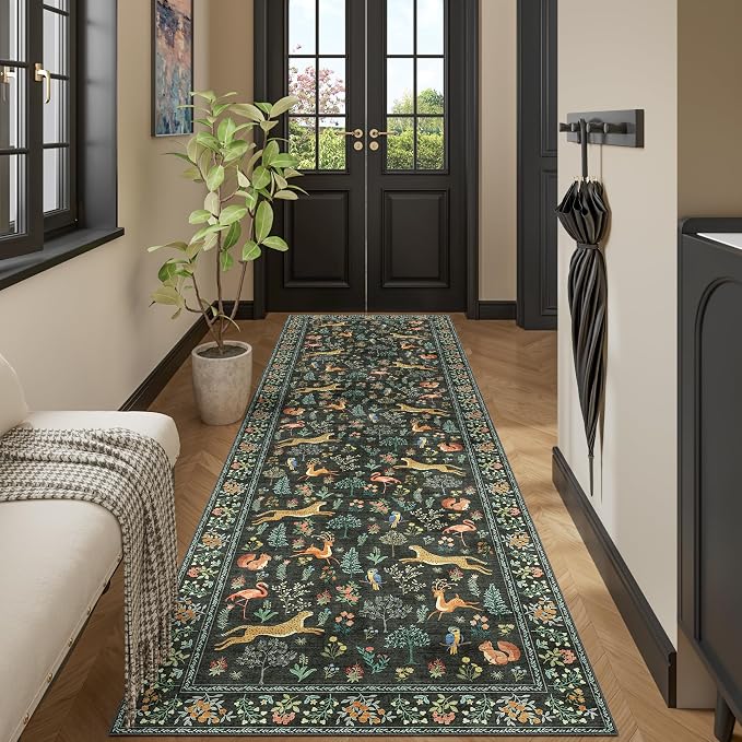 DUKINO 3x10 Washable Runner Rug, Non Slip Animal Rug by DUKINO