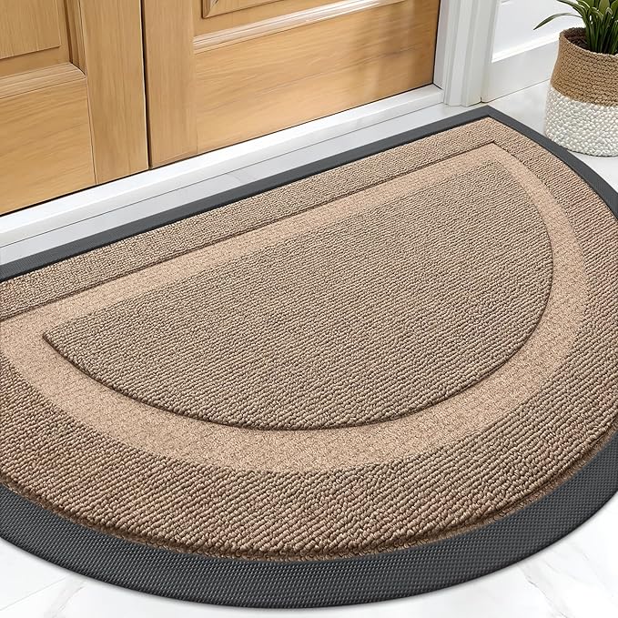 OLANLY Half Circle Front Door Mat Outside 29.5x17 All-Season Rubber Doormat | by OLANLY