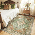 RELEANY Washable Area Rug, Brick/Brown/Green | Non-Slip, Water Repellent by RELEANY