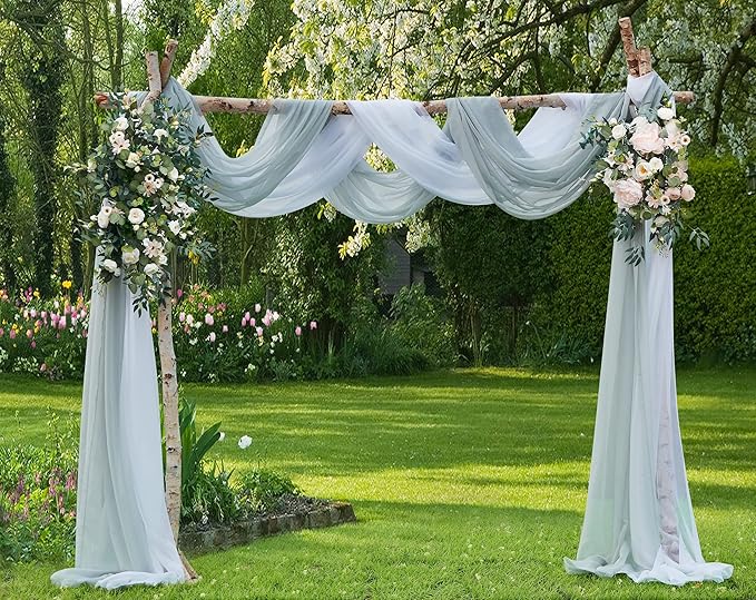 Warm Home Designs Extra Long Grey Silver Sheer Window Scarf. Valance Scarves are 54 X 216 Inches. Great As Wedding Arch Draping Fabric, Bed Canopy Or for Decorative Project. AM Silver 216"