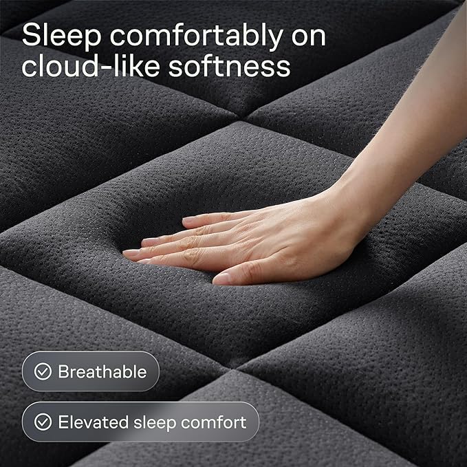 Ultra Soft Twin XL Size Mattress Topper - Viscose Made from Bamboo Pillow Top Mattress Pad for Back Pain Relief - Naturally Cooling for Hot Sleepers, Black