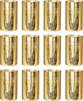 Gold Cylinder Vases for Centerpieces, Modern Glass Vase Set of 12 Decorative Hurricane Candle Holder for Pillar Candle Holders Flowers for Table Centerpiece