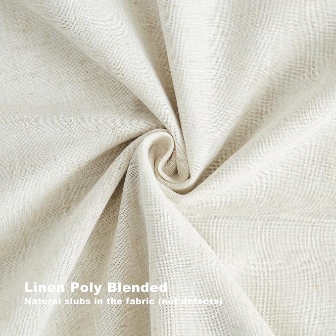 Vision Home Natural Full Blackout Curtains Linen Blended Darkening Window - Image 6