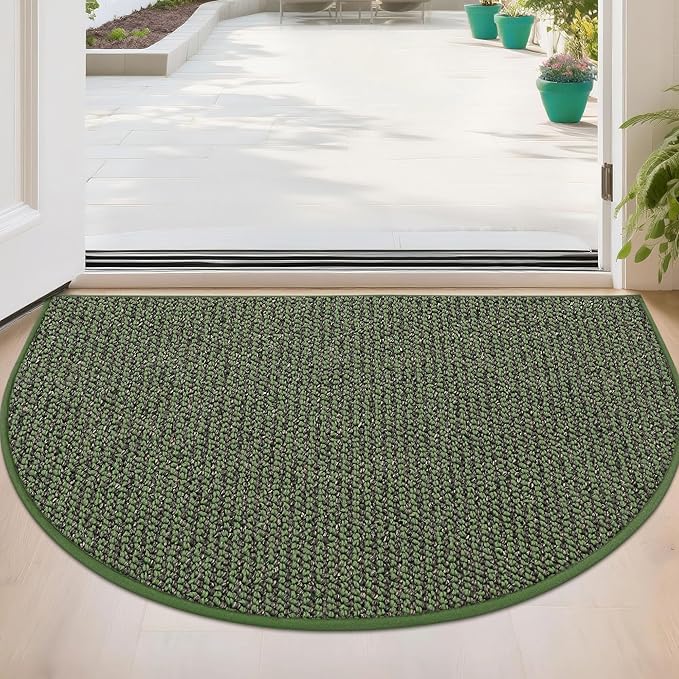 BEQHAUSE Dirt Trapper Door Mat 24" x 36" Half Circle Non Slip Rugs, Absorbent by BEQHAUSE