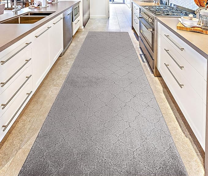 Custom Size Modern Runner Rug Carpet for Hallway Entryway Foyer Kitchen, Slip Resistant Latex Rubber Backed 31 inch Wide X Customized Length, Clouds Grey, 31 inch X 7 feet