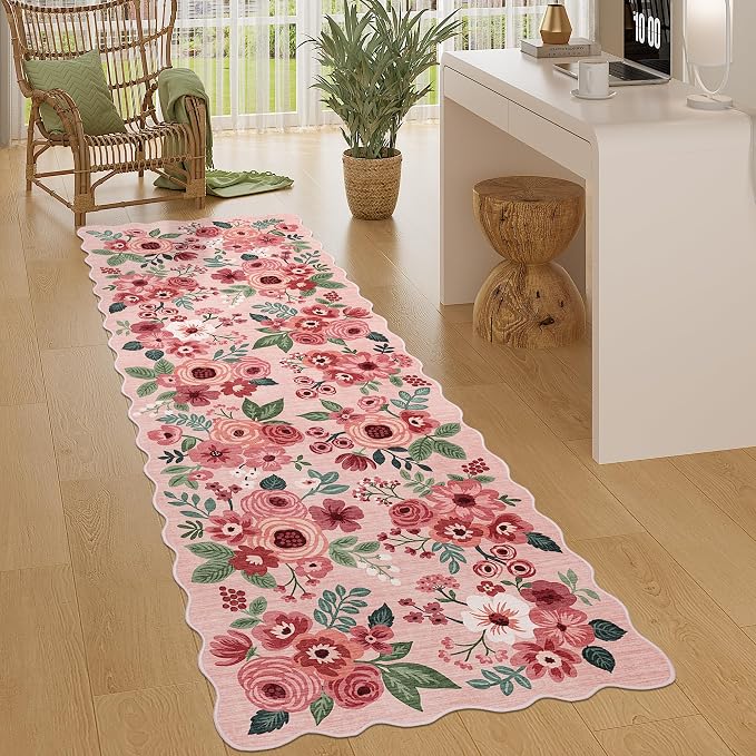 DUKINO 2x6 Runner Rug, Floral Washable Rug - Image 3