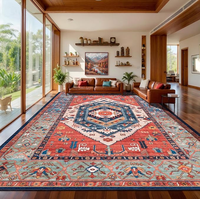 SERISSA 8x12 Washable Non Slip Boho Area Rug by SERISSAHomeDecorCollection