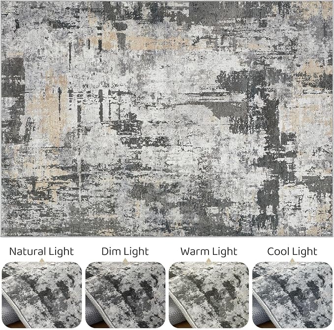 LOONGRUG 7x10 Area Rug Washable Large Neutral Modern Living Room Rugs | - Image 9
