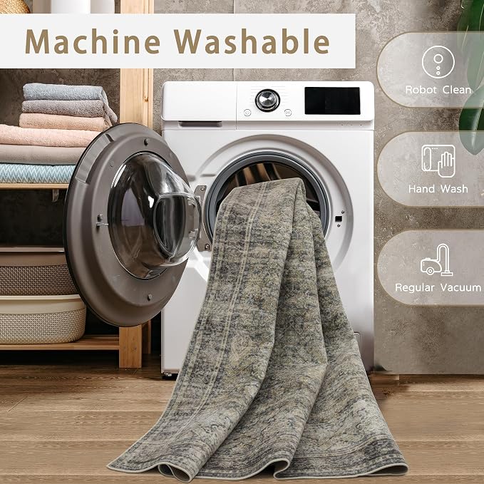 Green Brown 8x10 Washable Area Rugs - Image 4