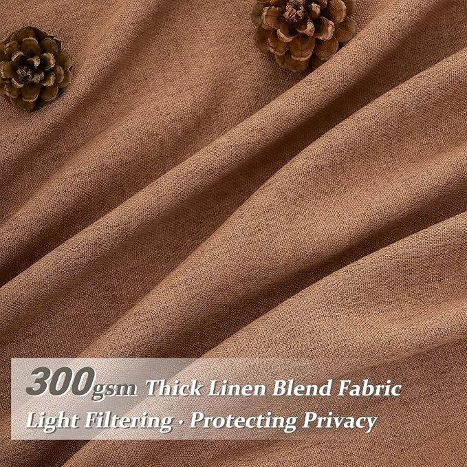 Terracotta Soft Thick Linen Curtains 120 Inches Long - Image 2