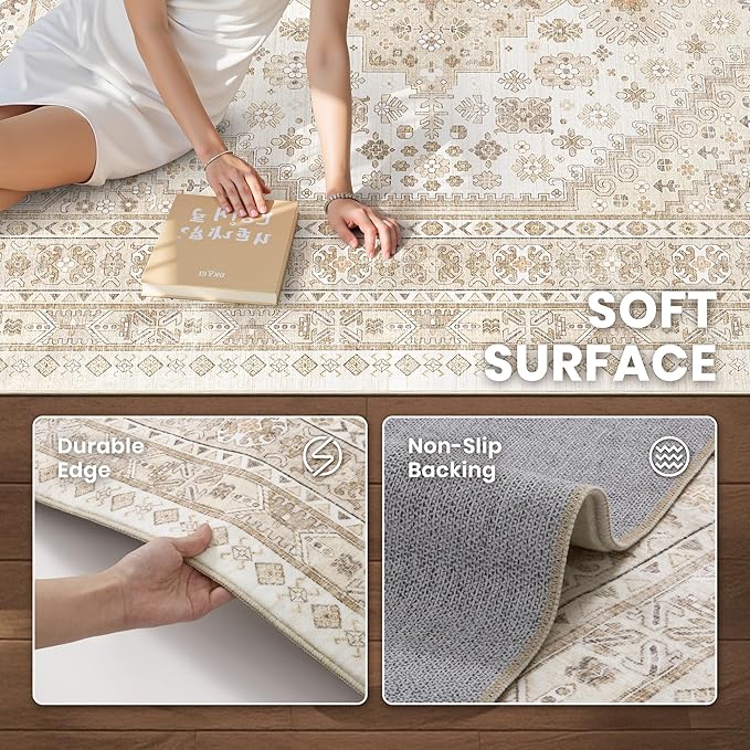 8x10 Area Rugs for Living Room, Large Washable Rug, Dining Room, Low Pile - Image 6