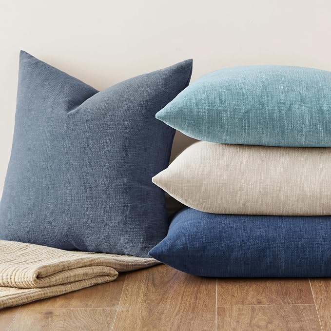 MIULEE Dark Grey Blue Chenille Couch Throw Pillow Covers, 18x18 | Set of 2 - Image 8