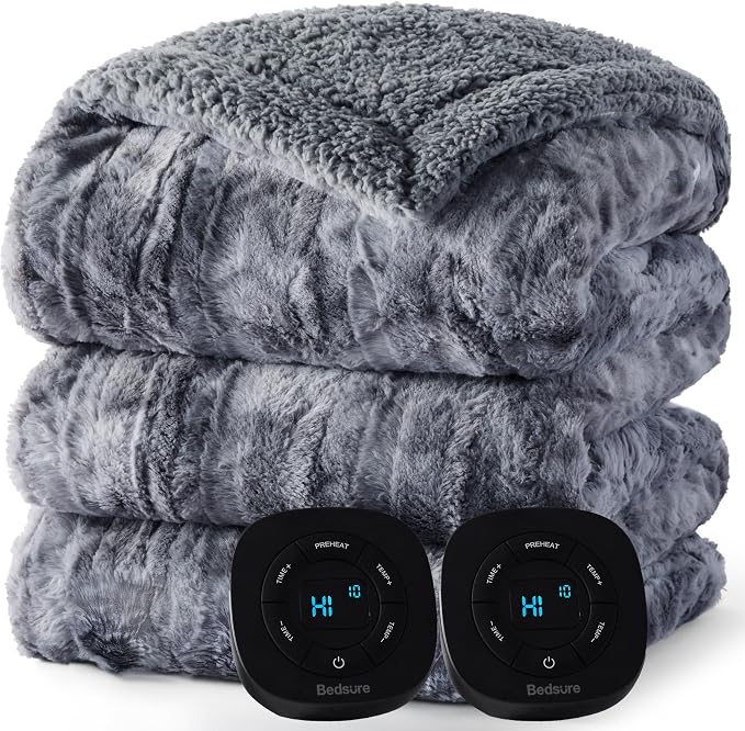 Bedsure Faux Fur Electric Blanket Queen Size, Dual Control Heated Blanket Queen by Unknown
