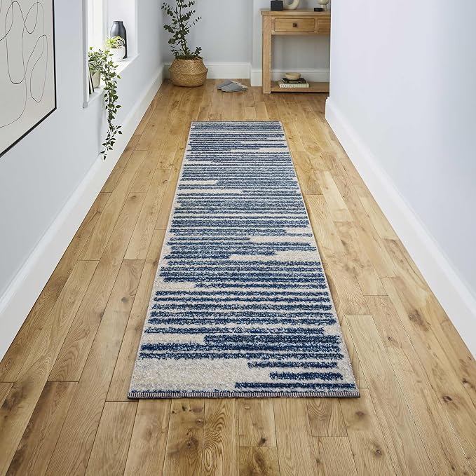 JONATHAN Y Khalil Modern Berber Stripe Cream/Navy Runner Rug, Contemporary - Image 4