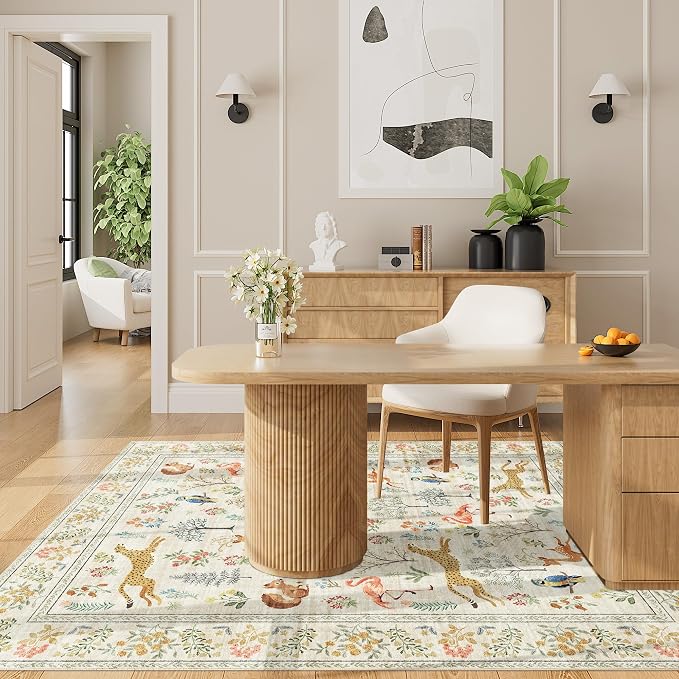 DUKINO 4x5 Area Rug, Washable Animal Rug - Image 8