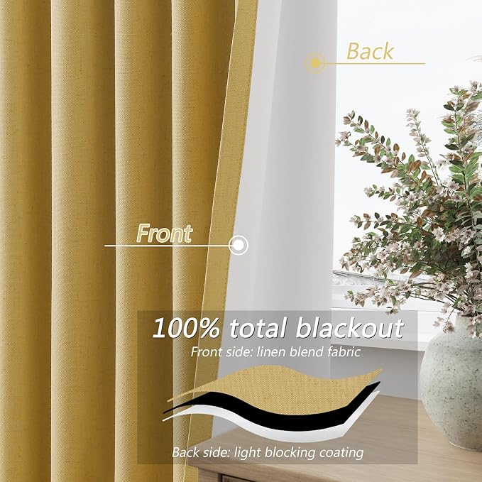 100% Blackout Curtains 102 Inch Length 2 Panels Set - Image 4