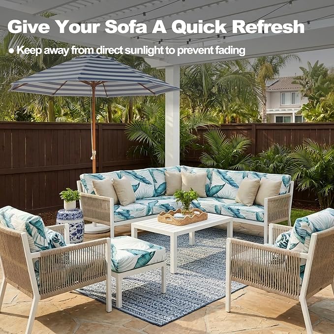 CALBODE 8Pcs Stretch Patio Cushion Covers Outdoor Couch Cover Replacement - Image 5