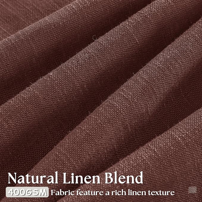 Chestnut Brown Thick Linen Pinch Pleated Curtains 120 Inches Long 2 Panels | - Image 3