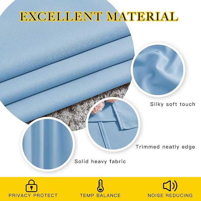 NICETOWN Blue Blackout Curtains 84 inch Length 2 Panels, Grommet Thermal - Image 4
