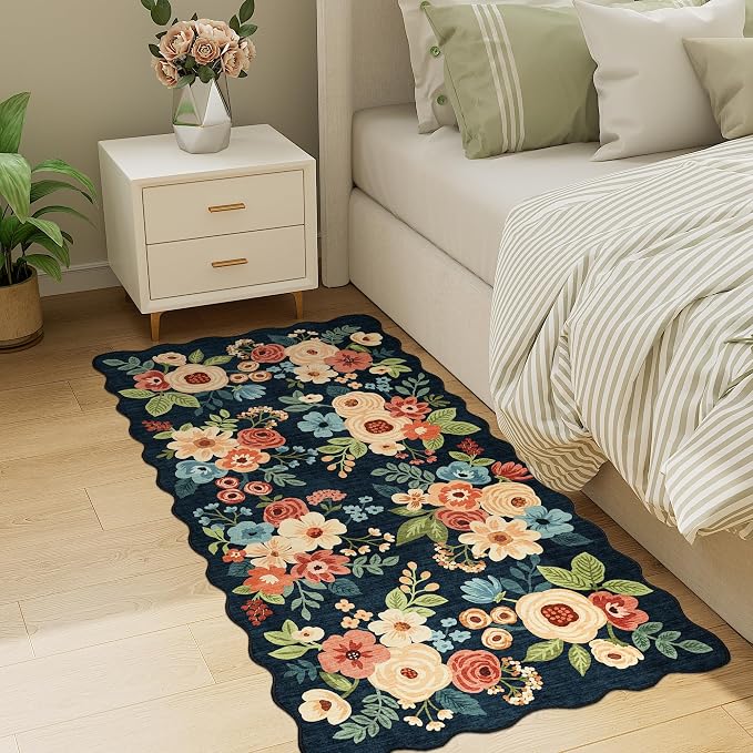 DUKINO 2x4 Rug for Entryway, Floral Washable Kitchen Rugs, Low Pile, Soft Throw - Image 6