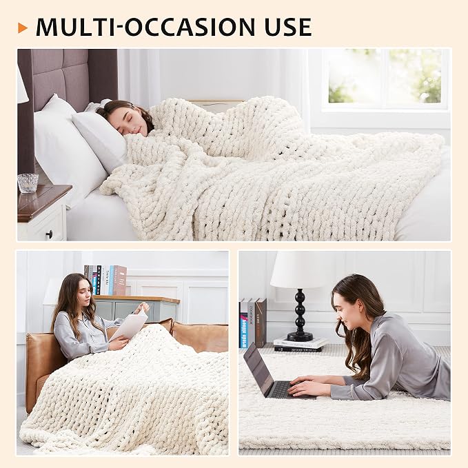 L'AGRATY Chunky Knit Throw Blanket - Image 5