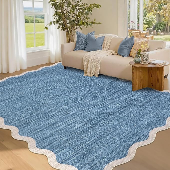 GarveeHome Scalloped Area Rug 4x6 Washable Rug Non Slip by GarveeHome