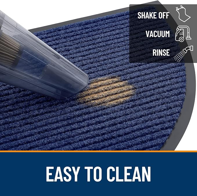 OLANLY Half Circle Front Door Mat 29.5x17, Waterproof Heavy-Duty Doormat | Blue - Image 7