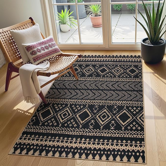 Lahome Boho Western Balcony Rug, Western Geometric Print Front Door Carpet by Lahome