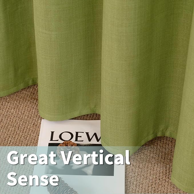 Moss Green Linen Curtains 72 inches Long - Image 6