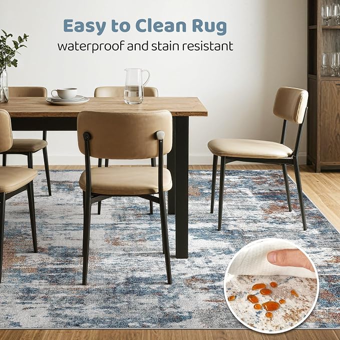 LOONGRUG 6x9 Area Rugs Washable Neutral Modern Living Room Rug Teal Rust | - Image 6