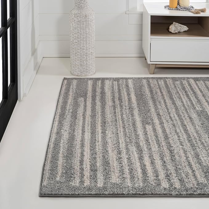 JONATHAN Y Khalil Modern Berber Stripe Gray/Cream Indoor Area Rug, Contemporary - Image 3