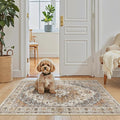 Madane Washable Area Rug 2x3 Small Entryway Rugs Non-Slip, Turmeric/Grey | by Madane