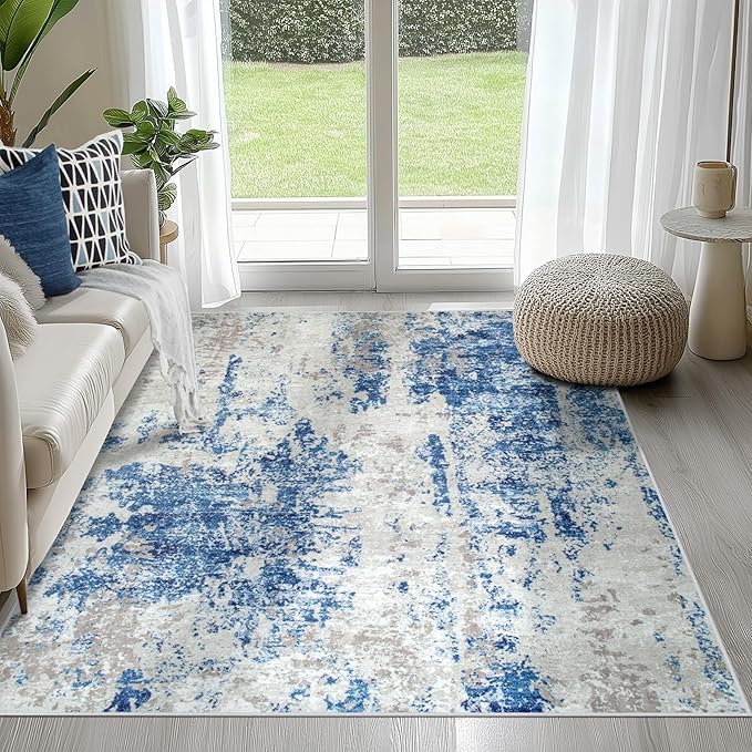 4x6 Area Rugs for Living Room Washable Bedroom Dining Room Blue Grey White | by Aelenmu