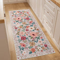 DUKINO 2x5 Runner Rug, Floral Washable Rug by DUKINO