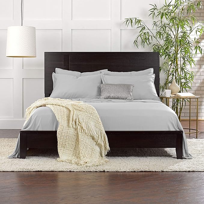California King Sheets by Pure Bamboo, Genuine 100% Organic Viscose Derived from Bamboo Bed Sheet Set, Soft & Cooling, Double Stitching, Lifetime Quality Promise (California King, Silver Pearl)