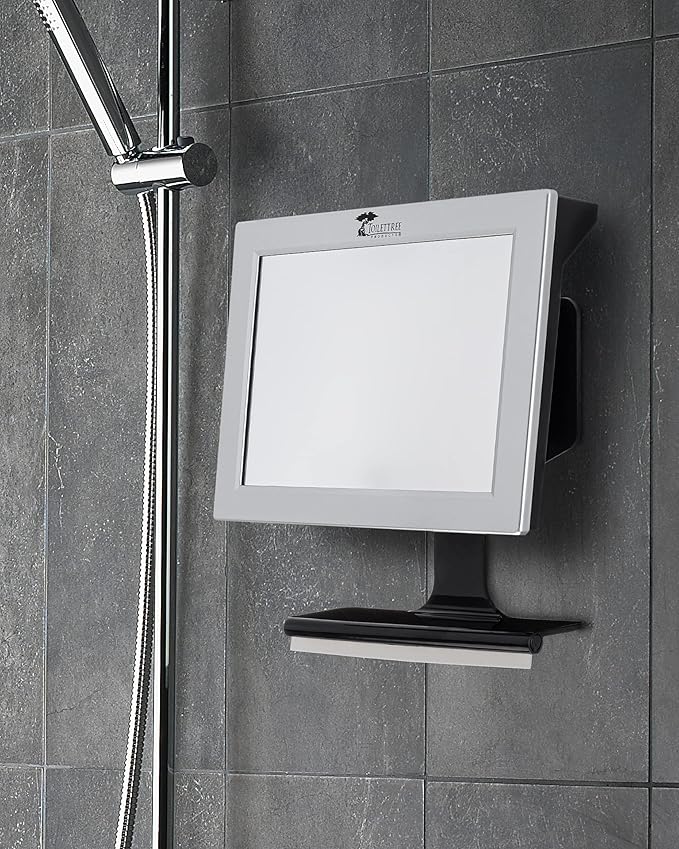 ToiletTree Products Fogless Shower Mirror with Squeegee - Anti-Fog Mirror - Adjustable Shaving Mirror with a Squeegee - Rust-Proof, Impact-Resistance Bathroom Shower Mirror