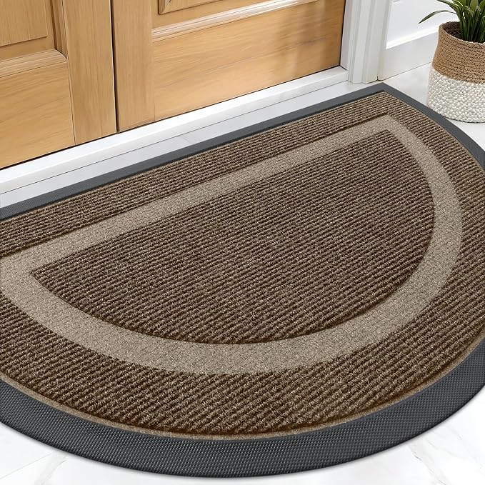 OLANLY Half Circle Front Door Mat Outside 29.5x17 All-Season Rubber Doormat | by OLANLY