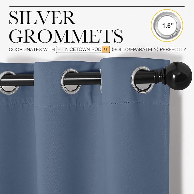 NICETOWN Triple Weave Thermal Insulated Ring Top Blackout Window Curtains - Image 3