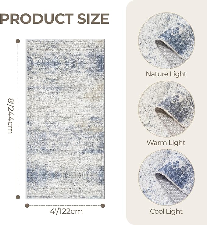 4x8 Rug Non Slip, Washable Hallway Runner Rug, Nursery Room, Soft Runner Rug - Image 2