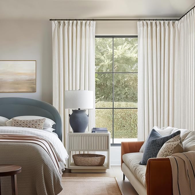 Natural Extra Wide 60 Inch Width Pinch Pleated 84 Inch Curtains | Thick Linen - Image 6