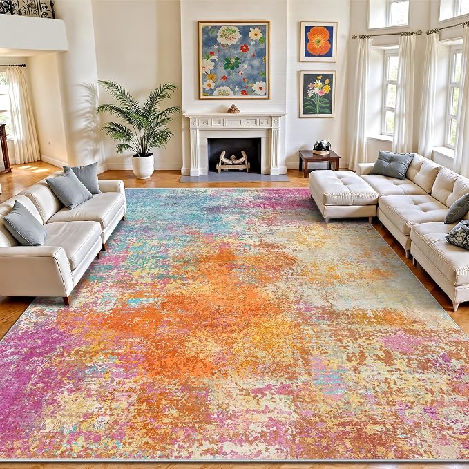 8x10 Area Rugs, Abstract Modern Ultra Soft Washable Rug, Non Slip Carpet by Yarooge