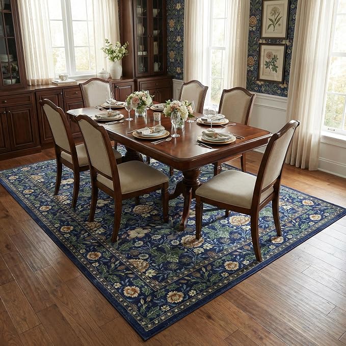 GarveeHome Washable Area Rug 6x9, Soft Vintage Floral Bedroom Rug Non Slip Low - Image 2