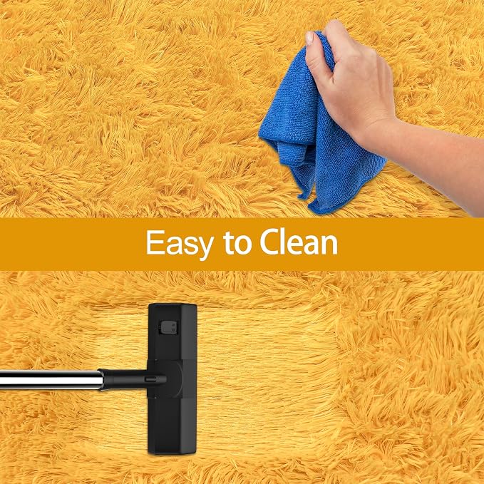 Beige Yellow Runner Rug for Bedroom 2x5ft Fluffy Area Rug Bedside Runner - Image 7