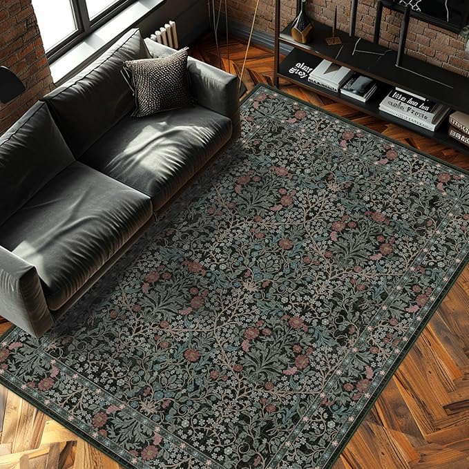 6x9 Washable Area Rugs for Living Room, Stain Resistant Vintage Rugs for Dining - Image 2