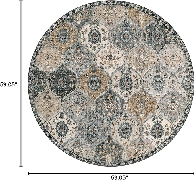 Lahome Moroccan Washable Round Rug 5ft, Soft Circle Rug - Image 2