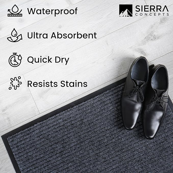 Front Door Mat, Indoor Outdoor Welcome Entryway Doormat, 30x17 Steel Gray | - Image 6