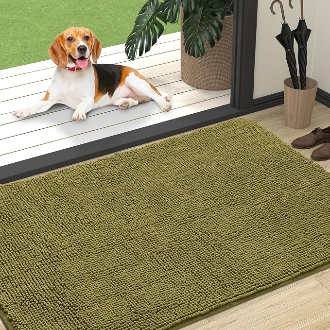 OLANLY Dog Door Mat for Muddy Paws 47x32, Super Absorbent Chenille Mud Mat | by OLANLY