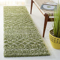 SAFAVIEH Arizona Shag Collection Area Rug - 2'6" x 14' Runner, Green & Ivory, Non-Shedding & Easy Cleaning, Plush Thick Pile, Ideal for Living Room, Bedroom, Dining Space (ASG741X)