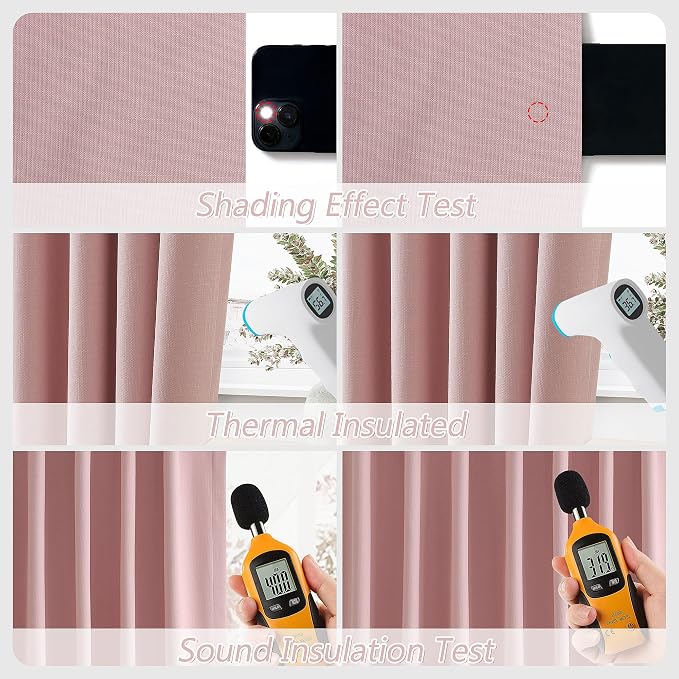 100% Blackout Linen Curtains 90 Inch 2 Panels Set - Image 5