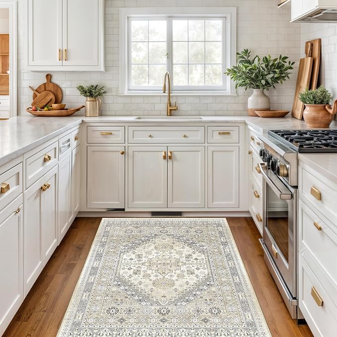 3x5 Washable Area Rug for Entryway Non Slip Kitchen Rugs, Floral Soft Living - Image 4